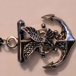 Black on distressed anchor with a eagle.